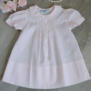 Baby Heirloom Pink Dress Feltman Brothers Lace White Embroidery Beautiful!!